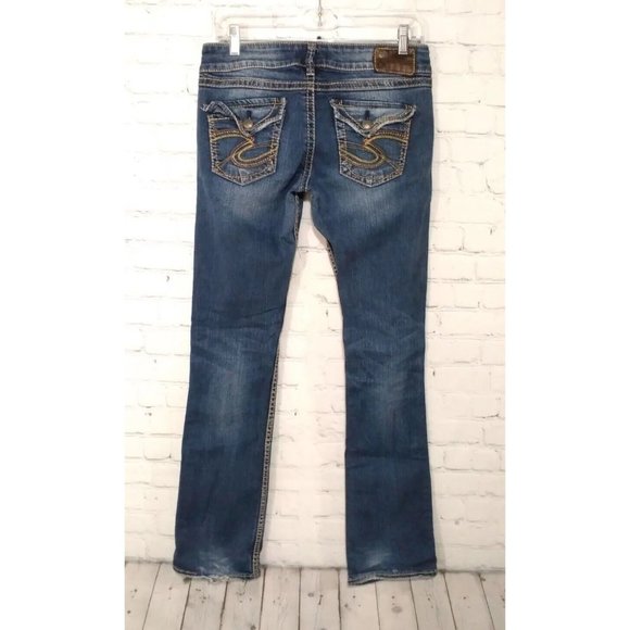 Silver Jeans Slim Bootcut McKenzie Womens Size 28 Thick Stitch Flap Pockets - Picture 1 of 9